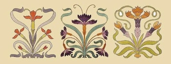 Flowers Art Nouveau Bolster or Runner