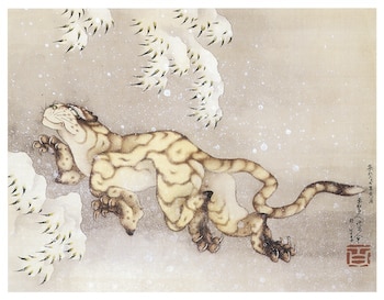 Old Tiger in the Snow by Hokusai
