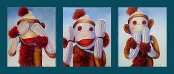 Hear No, Speak No, See No Bad Stuff Triptych by Grissom, Shannon