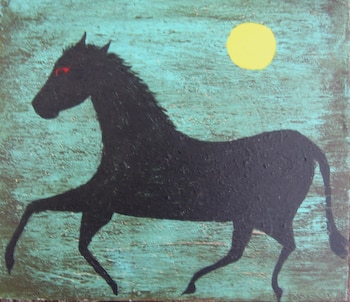 Folk Art Black Horse by Richard Chalmers