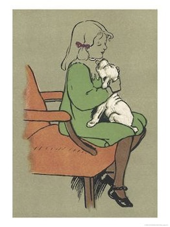 Girl with Dog by Cecil Aldin