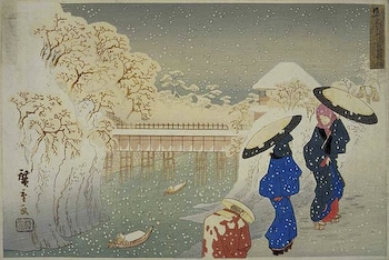 Ladies in Snow by Hiroshige