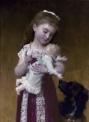 Girl with Doll and Dog by Emile Munier