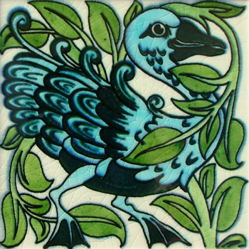 Repro Antique Whimsical Rare De Morgan Dodo Bird Ceramic Tile