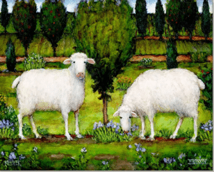 Two Sheep in the Garden Needlepoint Kit by Dan Kessler