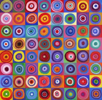 In Square Circle 64 after Kandinsky Needlepoint Cavnas by David Newton