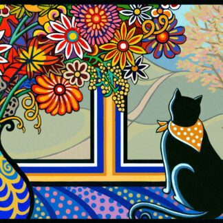 Autumn Cat Needlepoint Canvas by Daniella Willett-Rabin