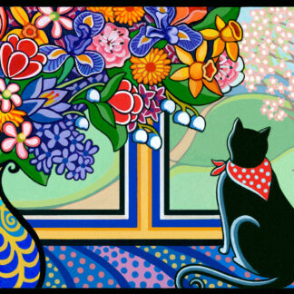 Spring Cat Needlepoint Canvas by Daniella Willett-Rabin