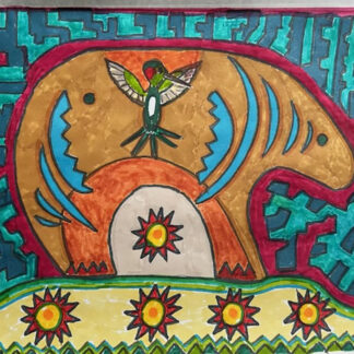 Momma Bear and Hummingbird Needlepoint Canvas by Paul Hait