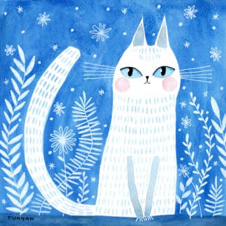 Blue and White Cat Needlepoint Kit by Terry Runyan