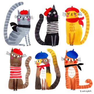 French Cats Needlepoint Kit by Terry Runyan