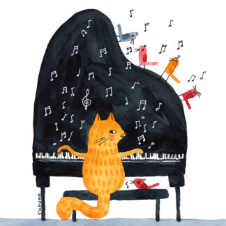Piano Cat Beginner Needlepoint Kit by Terry Runyan