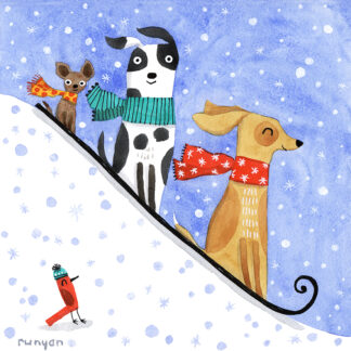 Sledding Pups Needlepoint Canvas by Terry Runyan