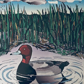 Red Head Duck in the Reeds Needlepoint Canvas by Paul Hait
