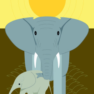 Momma and Baby Elephant Needlepoint Kit by Marie Sansone
