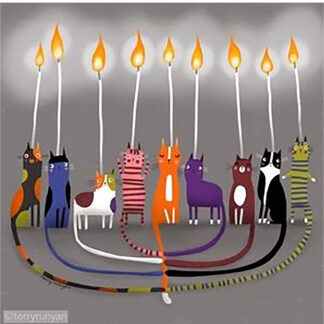 Menorah Cats Needlepoint Canvas by Terry Runyan