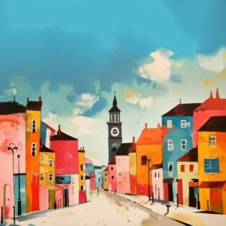 A Colorful Village Needlepoint Canvas