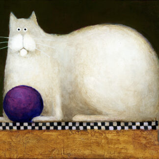 Cat with Purple Ball Needlepoint Canvas by Dan Kessler