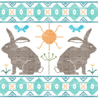 Two Bunnies  Needlepoint Kit for The Beginner