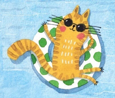 Relaxing Tubing Kitty Needlepoint Canvas by Terry Runyan