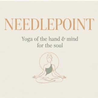 Needlepoint logo: 'NEEDLEPOINT' with the tagline 'Yoga of the hand & mind for the soul' and a meditating figure beneath.