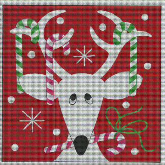 Candy Cane Reindeer Fun Needlepoint Kit for Beginners