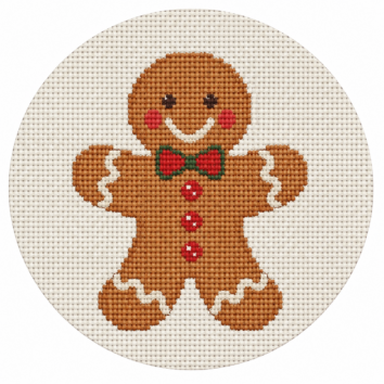 Gingerbread Christmas Ornament Needlepoint Canvas