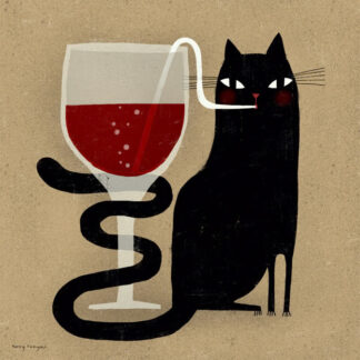 Cocktail Cat Needlepoint Canvas by Terry Runyan