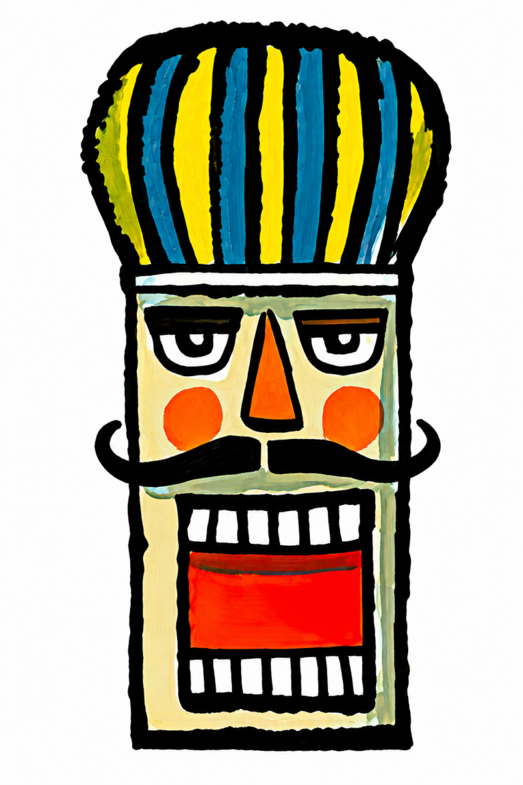 Mustached Yakking Nutcracker Needlepoint Canvas