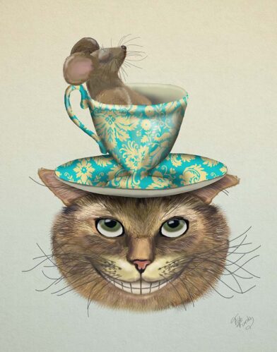 Cheshire Cat and Friend Needlepoint Canvas by Fab Funky