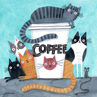 Coffee Cats Needlepoint Canvas by Terry Runyan For the Beginner