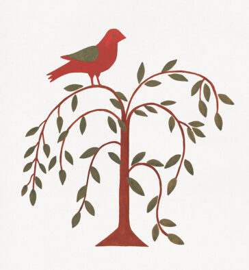 Bird in Tree Stencil from the 1800's Needlepoint Kit for Beginners