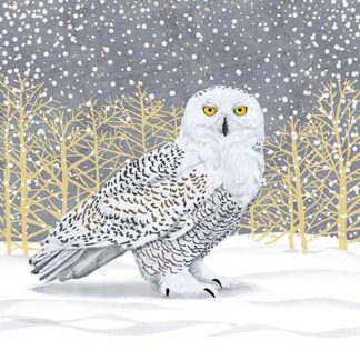 Golden Snowy Owl Needlepoint Canvas by Two Can Art