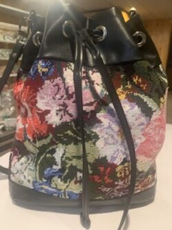 Leather & Needlepoint Bucket Bag -